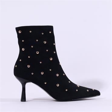 Pedro Anton Gerona Stud High Heel Boot - Black Suede